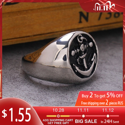 Anillo de Metal con diseño de ancla pirata Retro para hombre, joyería vikinga celta, accesorios, regalo de fiesta, talla 7 ~ 14, nuevo ► Foto 1/6