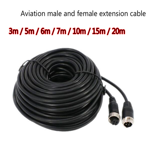 Cable de extensión de aviación de 3m / 5m / 6m / 7m / 10m /15m, 32 pies, 4 pines, para cámara de visión trasera de coche, camión y remolque ► Foto 1/6