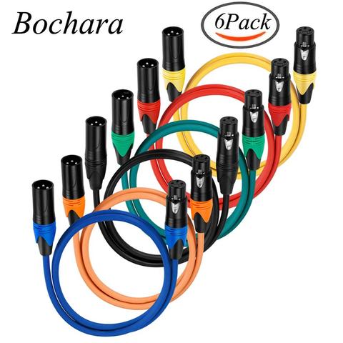 Bochara-Cable XLR de 3 pines, conector macho a hembra OFC de cobre, blindado Dual para amplificador de micrófono, luz de escenario, paquete de 6 uds. ► Foto 1/6