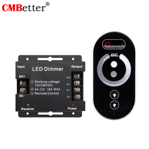 Inalámbrico RF controlador regulador LED DC12V-24 3 canales de salida 18A con remoto para 5050/3528 cinta de LED de único Color ► Foto 1/5