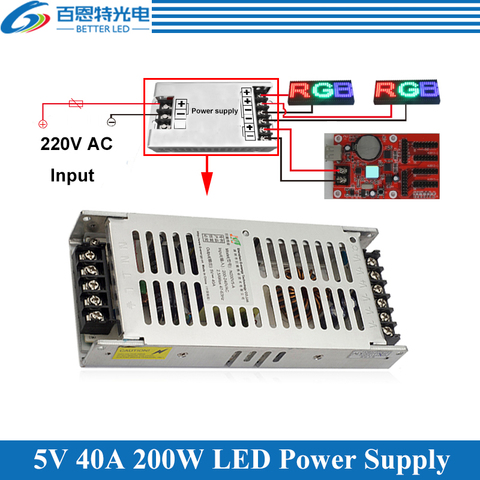 Ultra-delgada especial pantalla LED de alimentación de conmutación de 220VAC de Entrada 5 V 40A 200 W de salida ► Foto 1/3