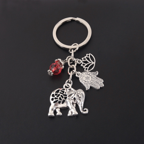 Llavero con colgantes de loto de elefante bohemio para mujer, llavero con colgante de elefante Om Ohm Aum, joyería de recuerdo, Tailandia, I Love Yoga, 1 unidad ► Foto 1/6