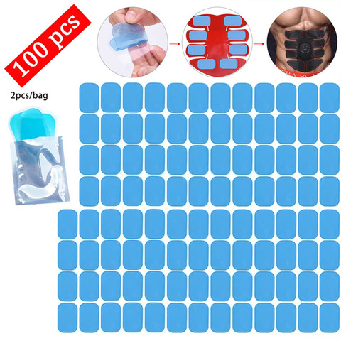 100 Uds de ABS almohadillas de Gel EMS estimulador muscular Abdominal hidrogel de parche de Gel Fitnesss para el Abdomen máquina de masaje de pegatinas ► Foto 1/6