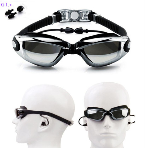 Gafas de natación antiniebla UV HD para Hombre y mujer, lentes ajustables de silicona, para buceo y piscina ► Foto 1/6