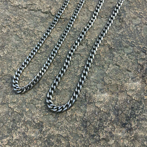 Collar de cadena de titanio puro de 7 MM, cadena de curtido medio para piel sensible, sin níquel, joyería hipoalergénica ► Foto 1/4