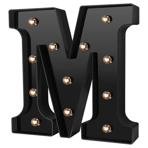 Nuevo diseño de luces Led letras con luces 26 Alfabeto Negro lámparas decorativas marquesina para boda fiesta cumpleaños hogar Bar Decoración ► Foto 1/6