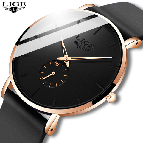 LIGE-nuevos relojes a la moda para hombre, de marca Top, deportivos de lujo, a prueba de agua, simples, ultrafinos, relojes de cuarzo para hombre, reloj Masculino + caja ► Foto 1/6