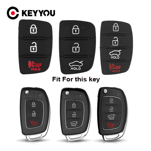 KEYYOU-almohadilla para botones de llaves de silicona suave, carcasa de la llave a distancia del coche para Hyundai HB20 SANTA FE IX35 IX45, 3 y 4 botones ► Foto 1/6
