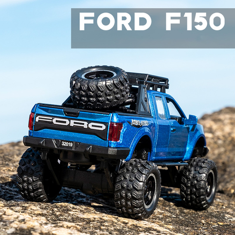 Ford Raptor F150 escala 1:32, coche de aleación fundido a presión, juguetes de modelo de coche, luz de sonido, camioneta, vehículo extraíble para niños ► Foto 1/5