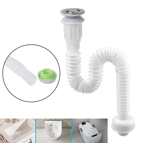 Escurridor de agua Universal para fregadero, Kit de tubería Flexible, desagüe de residuos, filtro de baño, escurridor de residuos ► Foto 1/6