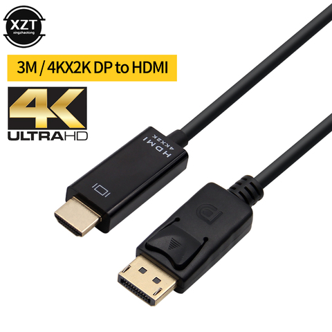 Adaptador de Cable DP a HDMI macho a macho, 3m/1,8 m, para HP/DELL, Lenovo, portátil, PC, puerto de pantalla a 4K, 30Hz/1080P, HDTV, convertidor HDMI ► Foto 1/6