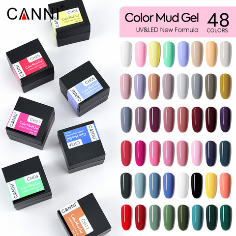 CANNI nuevo 5ml Color de barro Gel 48 colores del medio ambiente cubierta bueno Gel de Color no fluye UV LED/LED pigmento en Gel laca ► Foto 1/6