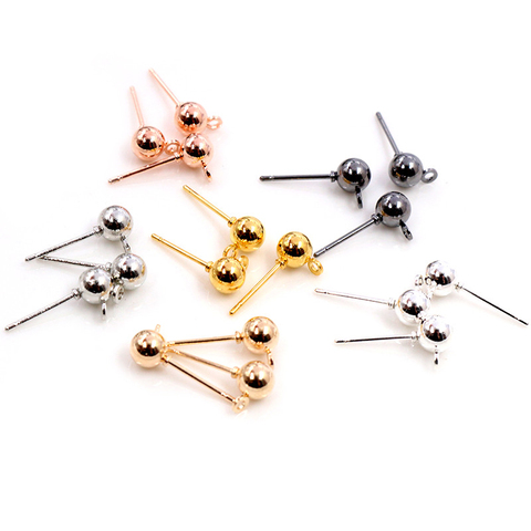 50 unids/lote 3/4/5mm 6 colores Pin finding studs arete pines básicos tapones conector para DIY joyería accesorios suministros ► Foto 1/6