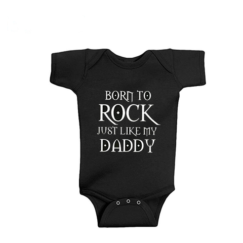 Ropa de bebé de algodón negro Rock, Body de manga corta para bebé, niño y niña, ropa divertida para bebé de 0 a 18M, novedad ► Foto 1/6