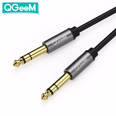 QGeeM 6,5mm Cable de Audio Jack de 6,35mm Jack 6,35 macho a macho Cable Aux 1 m 2 m 3 m m para guitarra amplificador mezclador bajo Cable auxiliar de 6,35mm ► Foto 1/6