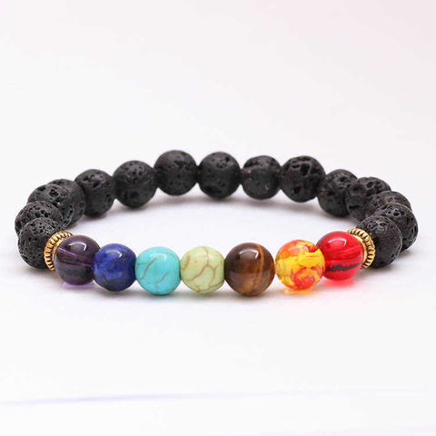 Pulsera de energía de piedra Natural de 7 Chakras, joyería de Yoga de moda, brazalete de cuentas de cuerda elástica, regalo de amistad para hombres y mujeres ► Foto 1/6