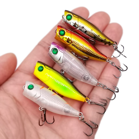 Nueva llegada 1 Uds mini Popper Señuelos de Pesca 4cm/3,5g 3d ojos cebo Crankbait aparejos de Wobblers Isca de agua de superficie Popper señuelos ► Foto 1/6