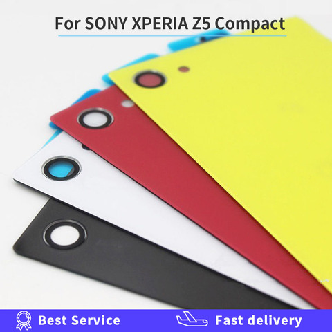 Para SONY XPERIA Z5 compacto batería trasera de la puerta de la cubierta de carcasa trasera de vidrio para SONY Z5 compacto E5803 E5823 de la cubierta de la batería 4,6