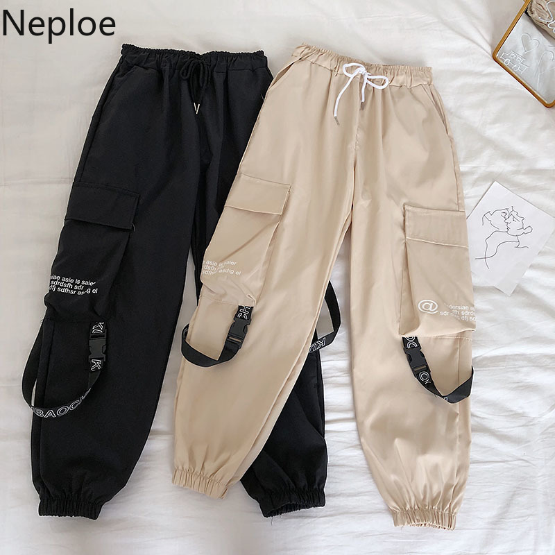 Neploe informal Hip mujeres Cargo pantalones de cintura alta bolsillos Pantalones mujer Suelta todo partido 2022 nueva moda 90230 - Historial de precios y revisión | Vendedor de