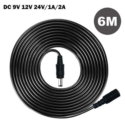 Cable de extensión Universal de 20 pies y 6m, adaptador de corriente para cámara IP de vigilancia CCTV, enrutadores de cámara, Cable Exend DC 9V 12V 24V 1A 2A ► Foto 1/6