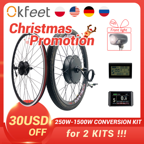 2022 Kit de conversión electrico bicicleta eBike 48V 1500W 1000W 750W 36V 500W delantero trasero de e-bike e bicicleta de Motor de cubo de rueda Kit de conversión de bicicleta eléctrica ► Foto 1/6