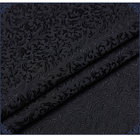 Tela jacquard de seda de Damasco, tela brocada de satén de estilo floral negro de alta calidad, tapicería, muebles, cortina, material de ropa ► Foto 1/3