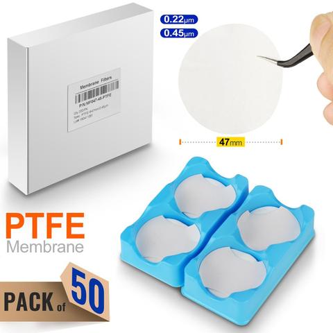 Filtro de membrana hidrofílica PTFE, diámetro de 47mm, tamaño de los poros 0,22, 0,45 micm, paquete de 50.100.200 por ks-tek ► Foto 1/1