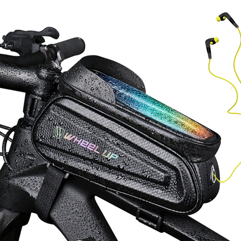 Bolsa de bicicleta impermeable soporte de teléfono frontal con pantalla táctil tubo superior bolsa de ciclismo reflectante por debajo de 7,1 pulgadas accesorios de bicicleta MTB ► Foto 1/6