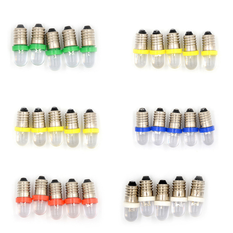 Bombilla LED E10 con indicador de Base de tornillo, blanco frío, 6V/12V/24V, venta al por mayor, bajo consumo de energía, 5 uds. ► Foto 1/6