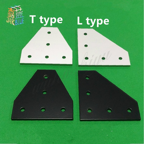 2 unids/lote 5 AGUJERO NEGRO/plata Junta placa de soporte de ángulo de esquina conexión conjunta de 2022 de 3030 de 4040 de perfil de aluminio ► Foto 1/3