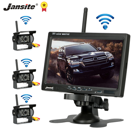 Jansite-Cámara de visión trasera para camión y autobús, dispositivo inalámbrico perfecto para coche, caravana y excavadora con imagen inversa, 12V-24V, monitor de 7 pulgadas ► Foto 1/6