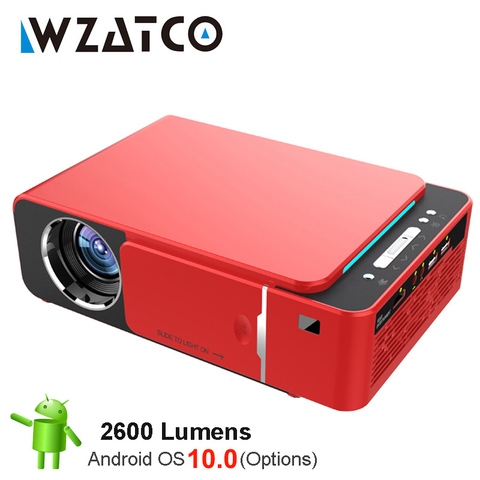 WZATCO T6 Android 9,0 WIFI opcional de 3000lumen 720p HD Proyector LED portátil HDMI 4K 1080p casa teatro Proyector Beamer ► Foto 1/6