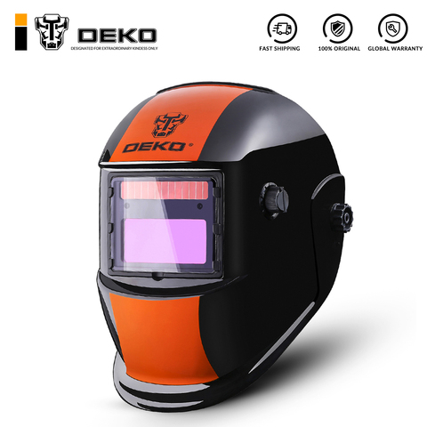 DEKO-Máscara de soldadura con energía solar, capucha profesional con oscurecimiento automático, naranja S, MIG MMA, casco de soldadura ecológico, lentes para máquina de soldadura, cortador de plasma, ecológico, MZ236 ► Foto 1/5