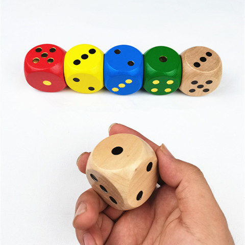 Juego de dados de madera para niños, iluminación cognitiva, tamiz educativo, madera maciza, juguetes dados, 4cm, 2 unidades ► Foto 1/6