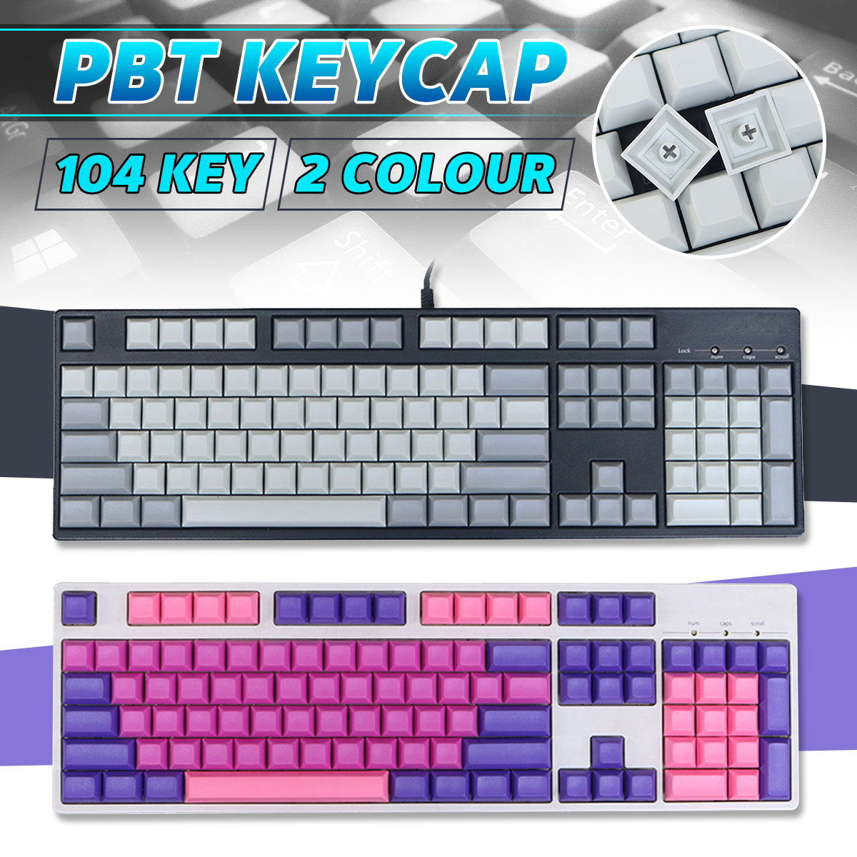 INSMA-teclas PBT en blanco, juego de teclas de perfil DSA para teclado mecánico para juegos, Teclado mecánico, 104 teclas ► Foto 1/6