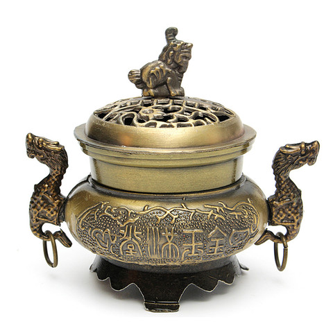 Quemador de incienso de estilo tibetano, Mini quemador de aleación de bronce, incensario budista, suministros para sala de estar, artesanía de Metal, decoración del hogar, 1 ud. ► Foto 1/6