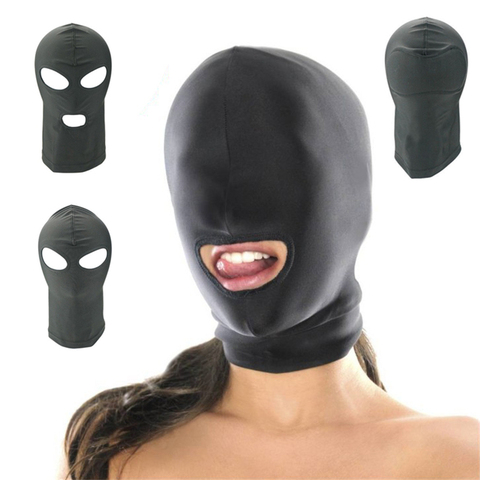 Juguetes sexuales de Fetiche para adultos, mascarilla de boca abierta con cabeza de máscara con capucha, mascarilla erótica negra para juegos de adultos, máscara de ojo Sexy, BDSM, Bondage esclavo ► Foto 1/6