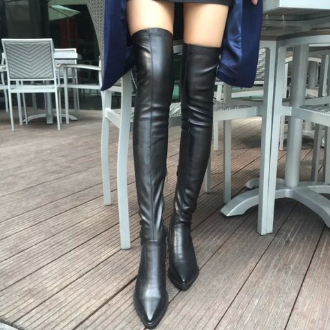 Botas negras por encima de la rodilla para mujer, zapatos sexys hasta el muslo, para otoño e invierno, sdc890 ► Foto 1/5