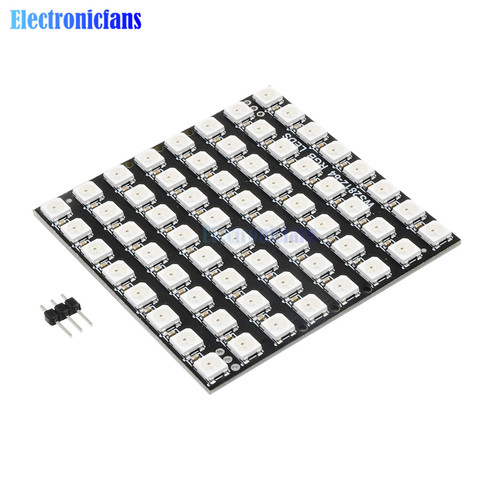 Módulo de Panel de lámpara LED WS2812B 5050, RGB, 8x8, 64 Bits, cuadrado, a todo Color, Flexible, placa de desarrollo con luces de Esquina cuadrada ► Foto 1/6