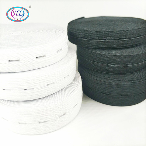 HL 3 metros 15/20/25 MM accesorios de costura DIY botón agujero cinta elástica de punto Cinta Blanca /cinta de alambre negro ► Foto 1/3