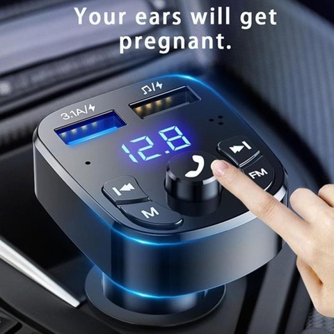 Transmisor FM con Bluetooth para coche inalámbrico, kit de manos libres con cargador USB Dual 2.1A, MP3, música, tarjeta TF, reproductor auxiliar de disco U ► Foto 1/6