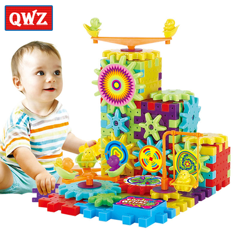 QWZ-bloques de construcción de modelo 3D para niños, Juguetes Educativos de bloques de plástico, engranajes eléctricos, 81 Uds. ► Foto 1/6
