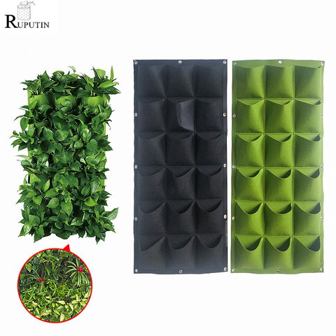 Macetero para cultivo Vertical de verduras y jardín, bolsas verdes multibolsillos para cultivo en pared, suministros para el hogar ► Foto 1/6