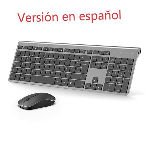 Teclado inalámbrico con diseño español Mouse Suit ergonómico Mute Keyboard, para el hogar Oficina 2400dpi ratón de alta sensibilidad ► Foto 1/6