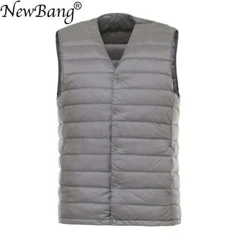 NewBang-Chaleco ultraligero con cuello en V para hombre, sin mangas, portátil, para invierno, sin cuello, Forro cálido ► Foto 1/6