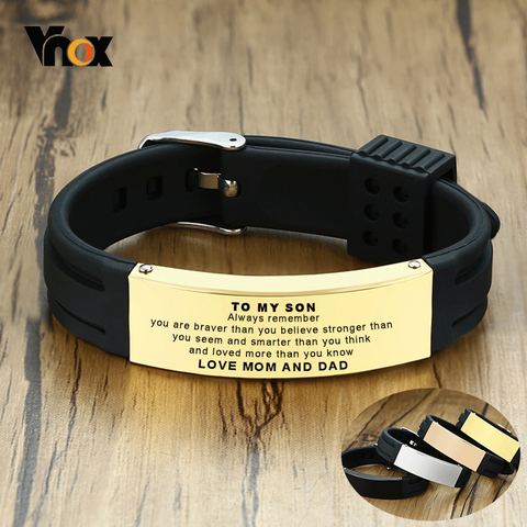 Vnox-pulsera con mensaje de amor de madre y papá, brazalete inspirador, personalizado, grabado, regalos de cumpleaños ► Foto 1/6