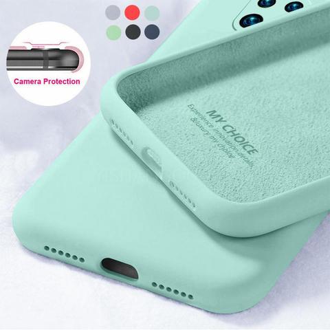 Funda de silicona líquida para móvil, carcasa trasera de silicona suave de Color caramelo para Xiaomi Redmi Note 9 8 Pro 9s 8T 7 9A 8A 7A Poco X3 NFC Mi 10T Pro ► Foto 1/6