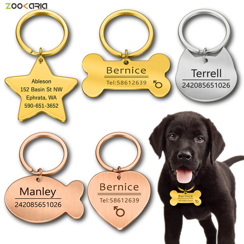 Llavero con chapa personalizada para identificación de mascotas, gato, perro, grabado, nombre de identificación de Mascota para Collar de cachorro, llavero colgante de hueso, accesorios para mascotas ► Foto 1/6