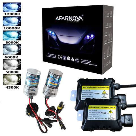 2 piezas 12 V 55 W xenón H7 HID Kit de conversión de H1 H3 H11 9005 bombilla de lámpara faro Coche 3000 K 4300 K 5000 K 6000 K 8000 K 12000 K ► Foto 1/6