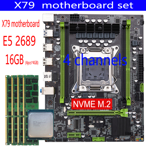 QIYIDA-placa base X79 con Xeon E5 2689, 4 canales, 4x4GB = 16GB, 1333MHz, 10600R, DDR3, ECC, REG, juego de placa base X79 ► Foto 1/6